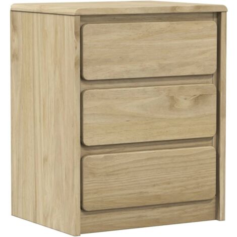 Table de chevet avec 3 tiroirs 44 x 35 x 56 cm bois de pin couleur chêne DEC034571 (1/5)