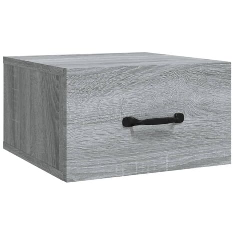 Table de chevet murale avec tiroir 35 x 35 x 20 cm bois d'ingénierie gris DEC034328 (1/5)
