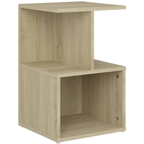 Table de chevet avec compartiment et étagère 35 x 35 x 55 cm bois d'ingénierie couleur chêne DEC033809 (1/4)