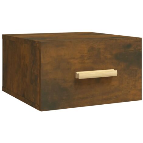 Table de chevet murale avec tiroir 35 x 35 x 20 cm bois d'ingénierie marron DEC034254 (1/5)