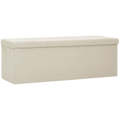 Banc banquette de rangement pliable 110 x 38 x 38 cm en tissu blanc crème DEC024786 (1/5)