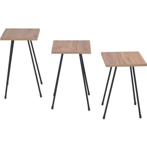 Ensemble de 3 Tables Modernes tables gigognes Design Élégant en Métal et MDF imitation bois DEC050087 (1/4)
