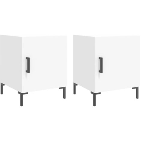 Lot de 2 tables de chevet avec compartiment avec porte 40 x 40 x 50 cm bois d’ingénierie blanc DEC034962 (1/5)