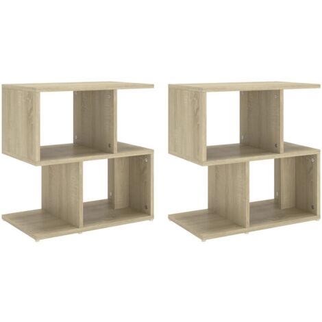Lot de 2 tables de chevet avec étagères 50 x 30 x 51,5cm bois ingénierie couleur chêne DEC035894 (1/4)