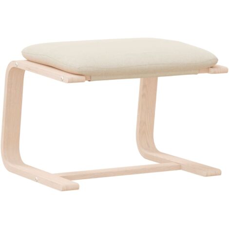 Repose-pieds tabouret 51 x 41 x 40 cm cadre en bois de bouleau et tissu crème DEC030135 (1/5)