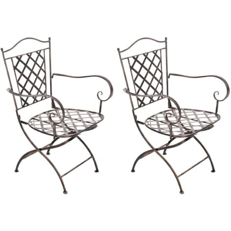 Lot de 2 chaises de jardin Adara Fer galvanisé métal bronze 100002854 (1/5)