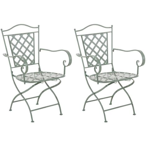 Lot de 2 chaises de jardin Adara Fer galvanisé métal vert antique 100002859 (1/5)