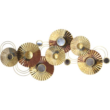 Décoration Murale Métal – Cercles Argent, Or et Noir Élégants hauteur 51 cm DEC050015 (1/2)