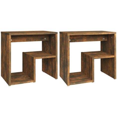 Lot de 2 tables de chevet avec étagère 40 x 30 x 40 cm bois d'ingénierie marron DEC035075 (1/5)