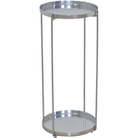 Porte-Plantes Rond Moderne en métal argenté Hauteur 58 cm Surface Ø25 cm avec Rebord DEC050082 (1/3)