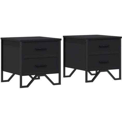 Lot de 2 tables de chevet avec tiroirs 40 x 41 x 40 cm bois d'ingénierie noir et métal DEC035582 (1/5)