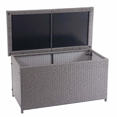 Coffre de rangement pour jardin en polyrotin gris avec roulettes rangement coussins 51x115x59cm 250L 040001344 (1/5)