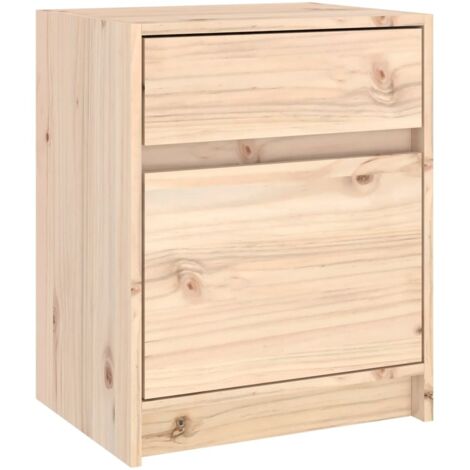 Table de chevet avec tiroir et compartiment avec porte 40 x 31 x 50 cm bois de pin non traité DEC032955 (1/5)