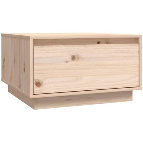 Table basse de salon avec tiroir design simple 55 x 56 x 32 cm bois massif de pin DEC037093 (1/5)