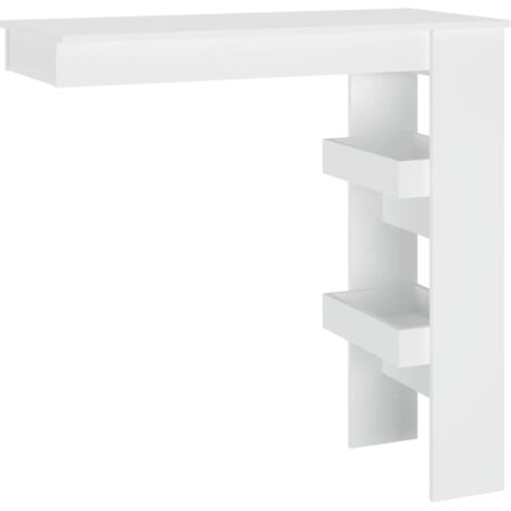 Table d’appoint multifonction murale avec étagères 102 x 45 x 103,5 cm bois d'ingénierie blanc DEC036474 (1/5)