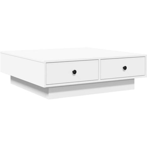 Table basse avec tiroirs design moderne et contemporaine 90 x 90 x 28 cm aggloméré blanc DEC038034 (1/5)