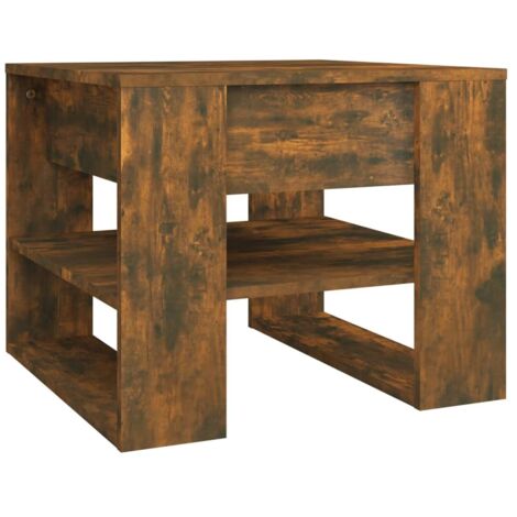 Table basse avec étagères design moderne et contemporaine 55,5 x 55 x 45 cm bois d'ingénierie marron DEC038426 (1/4)