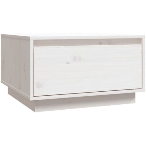 Table basse avec tiroir design moderne et contemporaine 55 x 56 x 32 cm bois massif de pin blanc DEC037904 (1/5)