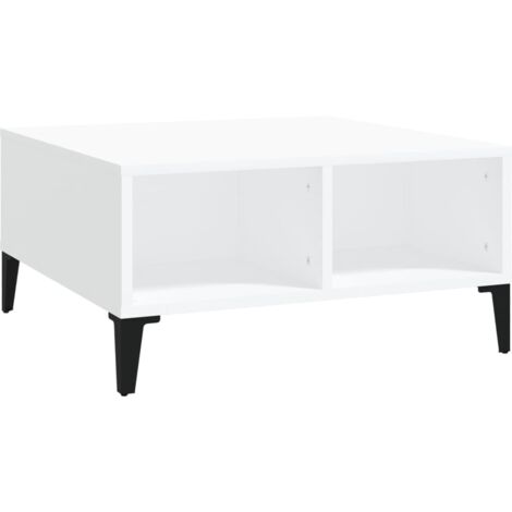 Table basse 4 compartiments ouverts design moderne et contemporaine 60 x 60 x 30 cm bois d'ingénierie blanc DEC037923 (1/4)