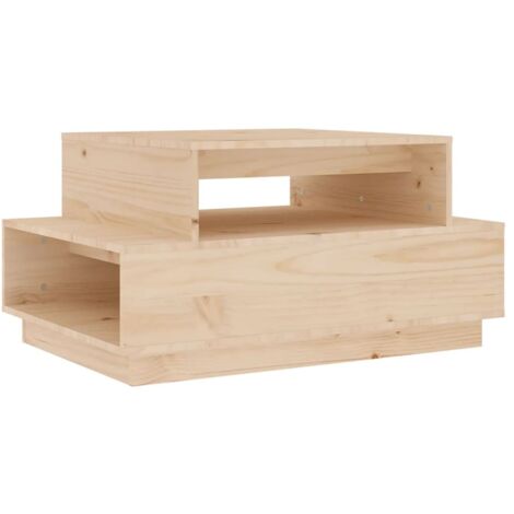 Table basse de salon design simple 80 x 55 x 40,5 cm bois massif de pin non traité DEC037187 (1/5)