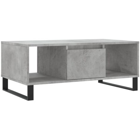 Table basse avec tiroir et de 2 compartiments design moderne 90 x 50 x 36,5 cm bois d'ingénierie gris et métal DEC039369 (1/5)
