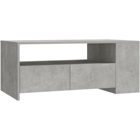 Table basse avec tiroirs et étagères design moderne et contemporaine 102 x 55 x 42 cm bois d'ingénierie gris DEC039266 (1/5)