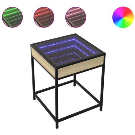 Table de chevet design moderne avec LED 40 x 40 x 51 cm bois d'ingénierie verre métal DEC037560 (1/5)