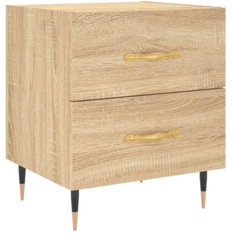 Table de chevet avec deux tiroirs 40 x 35 x 47,5 cm bois d’ingénierie couleur chêne et fer DEC033829 (1/5)
