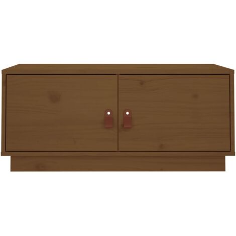 Table basse avec compartiments avec porte design rustique moderne 80 x 50 x 35 cm bois massif de pin marron DEC039495 (1/5)