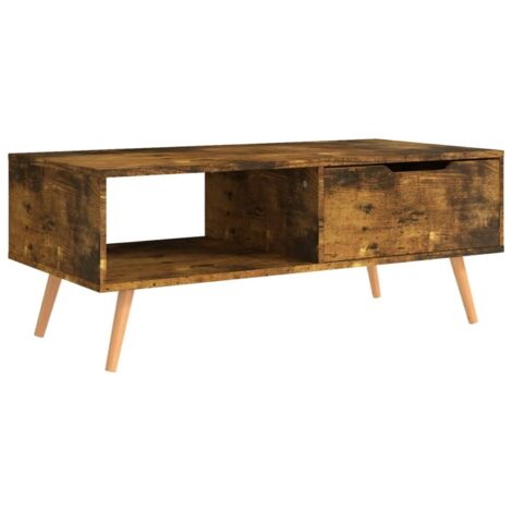 Table basse avec tiroir design moderne et contemporaine 100 x 49,5 x 43 cm bois d'ingénierie marron DEC038309 (1/5)