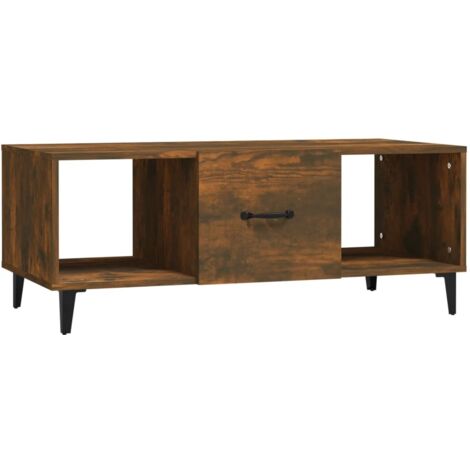 Table basse avec tiroir design moderne et contemporaine 102 x 50 x 40 cm bois d'ingénierie marron et fer DEC038363 (1/5)