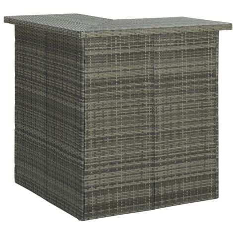 Table d'angle de bar avec étagères 100 x 50 x 105 cm résine tressée gris et verre DEC036299 (1/5)