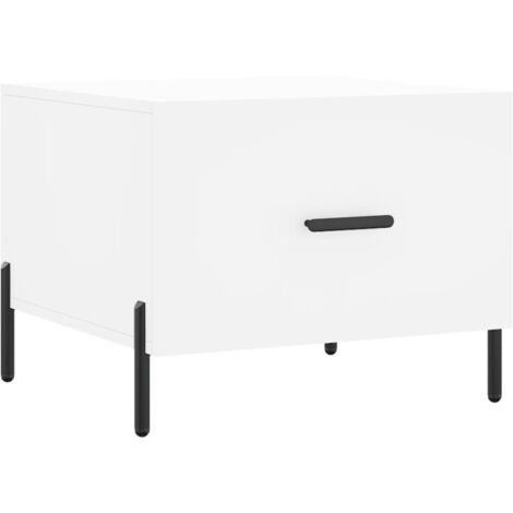 Table basse avec tiroir design moderne et contemporaine 50 x 50 x 40 cm bois d'ingénierie blanc et fer DEC037885 (1/5)