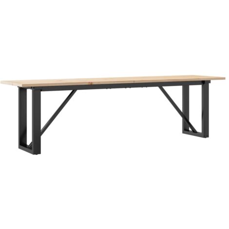 Table basse rectangulaire style industriel cadre en O 160 x 40 x 45 cm bois de pin et acier DEC036237 (1/5)