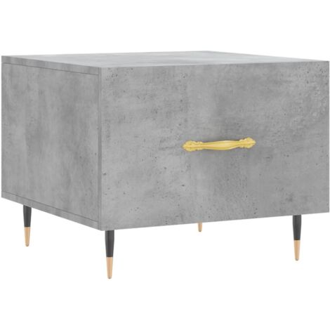 Table basse avec tiroir design moderne 50 x 50 x 40 cm bois d'ingénierie gris et fer DEC039295 (1/5)