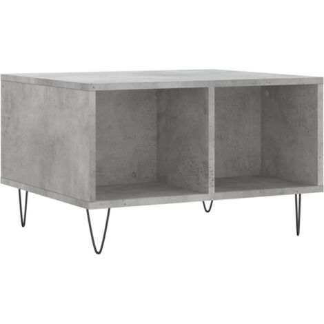 Table basse aec 4 compartiments design industriel moderne 60 x 50 x 36,5 cm bois d'ingénierie gris et métal DEC039321 (1/5)