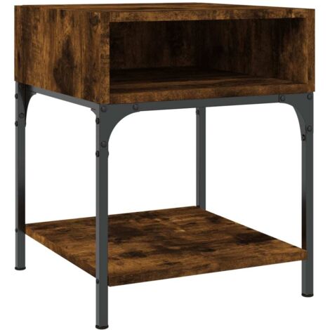 Table de chevet avec étagère et compartiment ouvert 40 x 41 x 50 cm bois d'ingénierie marron et fer DEC033633 (1/5)