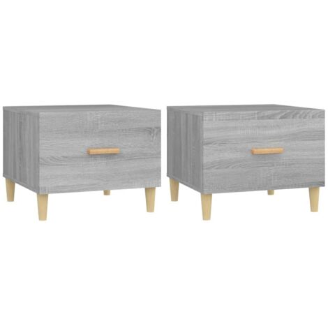 Lot de 2 tables basses d'appoint avec tiroir 50 x 50 x 40 cm bois d'ingénierie gris DEC040436 (1/5)