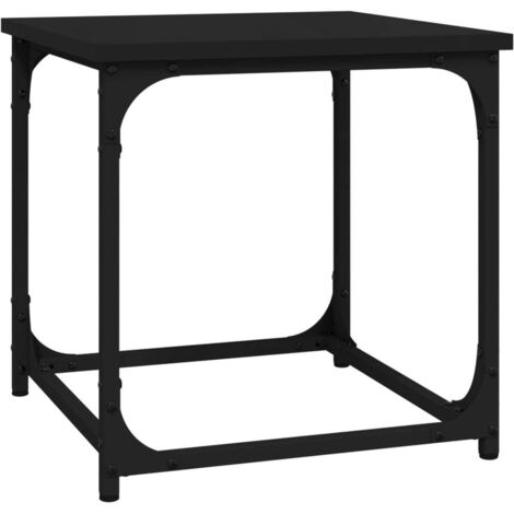 Table d'appoint style industriel 40 x 40 x 40 cm bois d'ingénierie noir et acier DEC040292 (1/5)