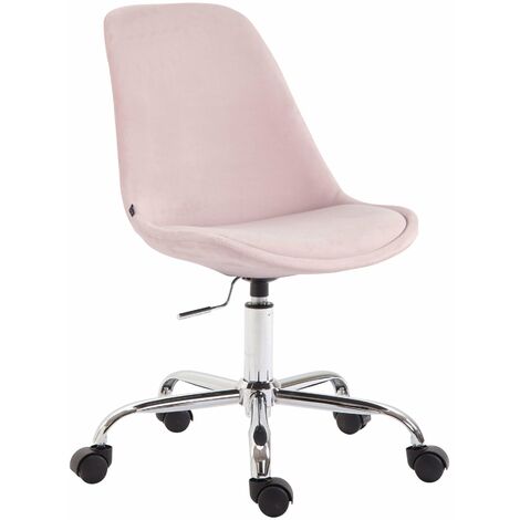 Chaise de bureau sur roulettes en tissu velours rose BUR10353 (1/3)