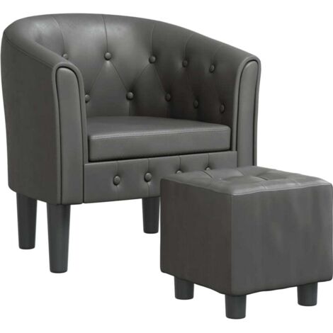 Fauteuil lounge assise confortable design moderne avec repose-pied en PVC gris DEC026424 (1/5)
