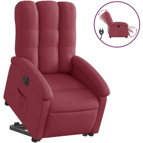 Fauteuil relax TV fonction de levage électrique très confortable en tissu rouge bordeaux DEC028547 (1/5)