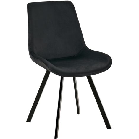 Chaise de salle à manger x1 pivotant à 360 degrés en velours noir cadre en métal noir 100007207 (1/5)