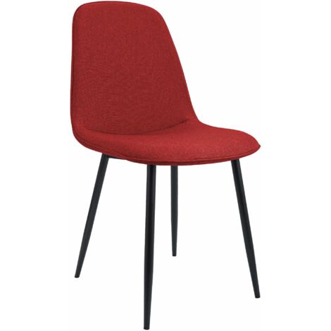Chaise de salle à manger cuisine x1 design moderne en tissu rouge cadre en métal noir 100007165 (1/5)