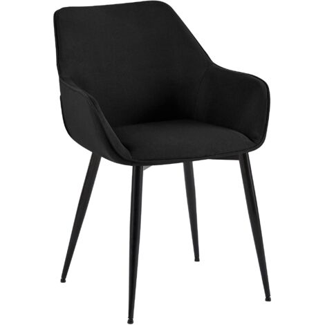 Chaise de salle à manger bureau salle d'attente x1 en tissu noir et métal noir 100007179 (1/5)