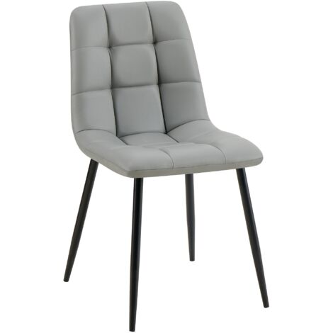 Chaise de salle à manger x1 moderne et confort en similicuir gris clair coutures carrées cadre métal 100007138 (1/5)
