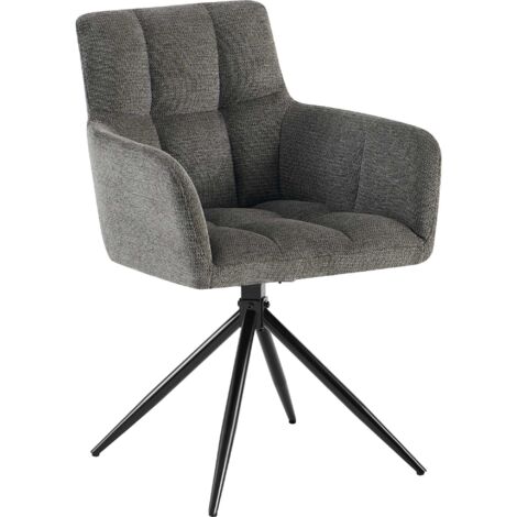 Chaise de salle à manger x1 moderne et confort mécanisme de rotation à 180° en tissu gris foncé et métal 100007156 (1/5)