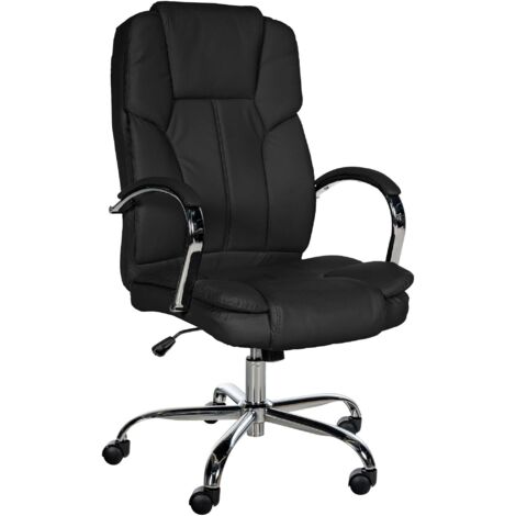 Chaise de bureau sur roulettes assise XXL réglage en hauteur accoudoirs en similicuir noir cadre métal 100006910 (1/5)