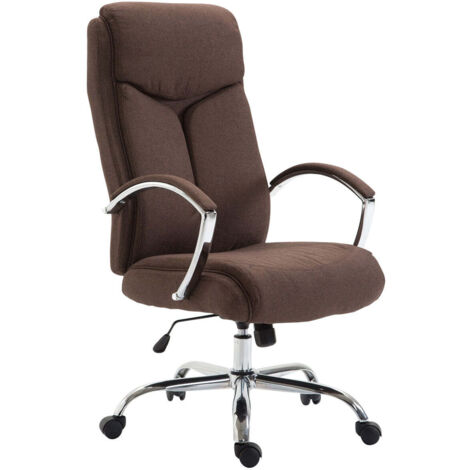 Fauteuil de bureau sur roulettes mécanisme à bascule en tissu marron cadre métal 100006921