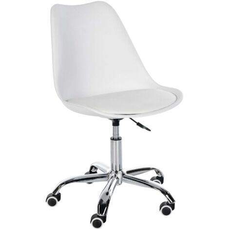 Tabouret de travail sur roulettes hauteur réglable en plastique blanc et métal 100006943 (1/5)